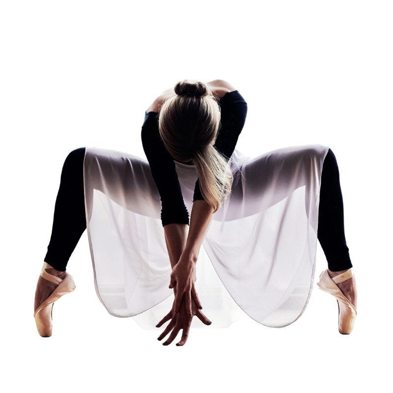 Ballerina auf Spitzenschuhen in der Hocke